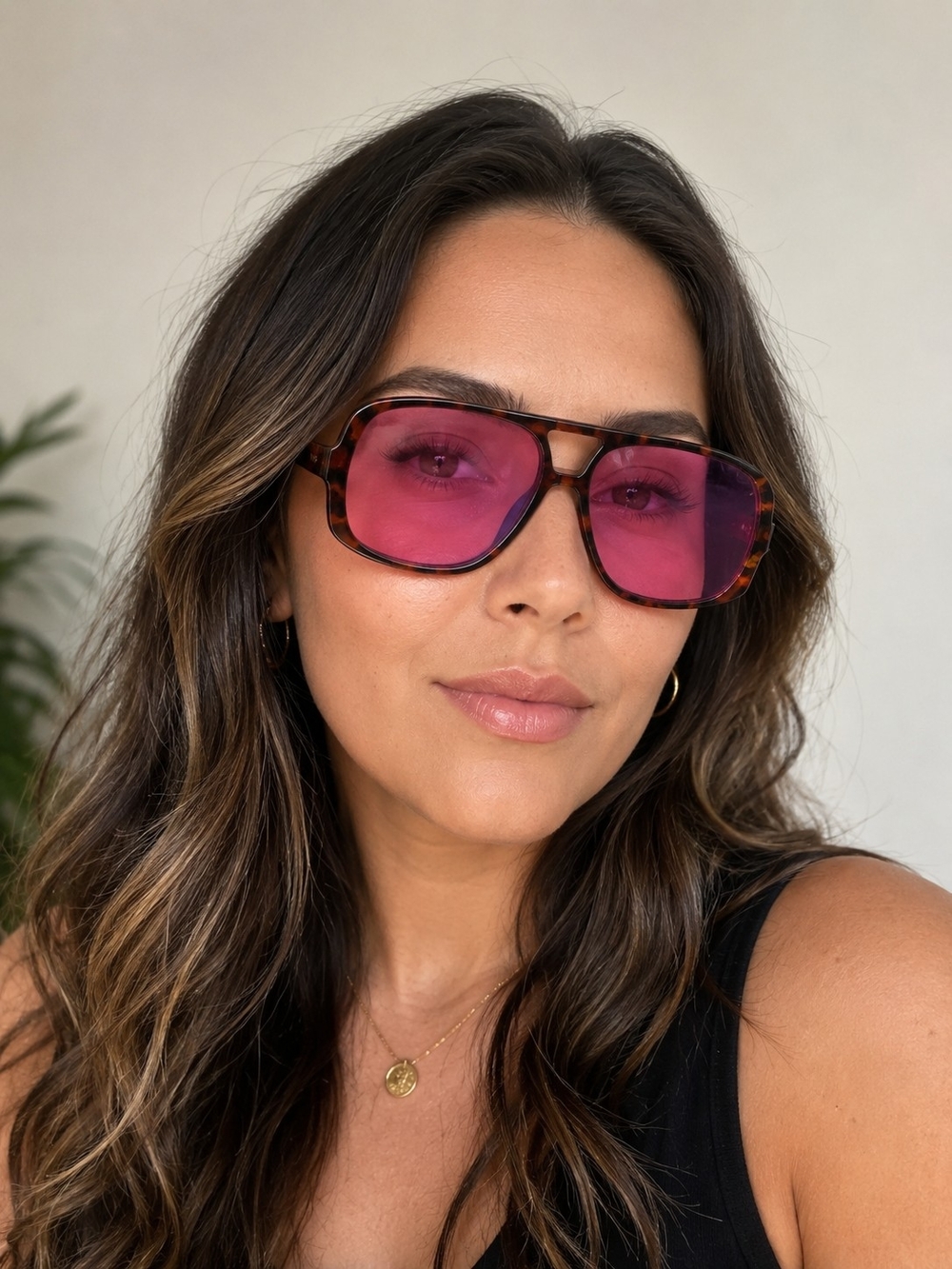 Tortoiseshell Sunglasses with Pink Lenses